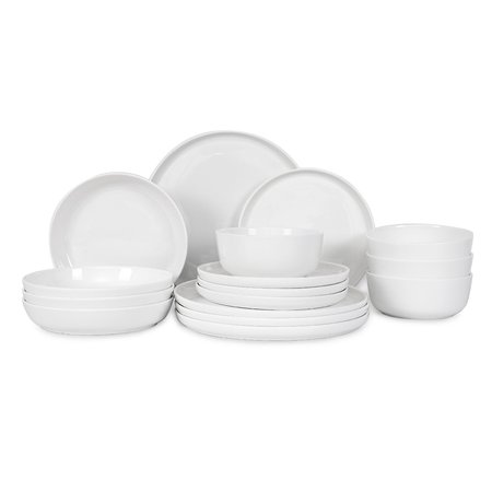 Table 12 16-Piece Natural White Coupe Dinnerware Set, Service for 4 TD16Y40W